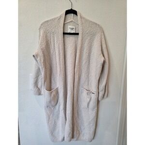 Abercrombie Fitch Cream Textured Duster Open Front Cardigan Sz M Y2K Style Layer